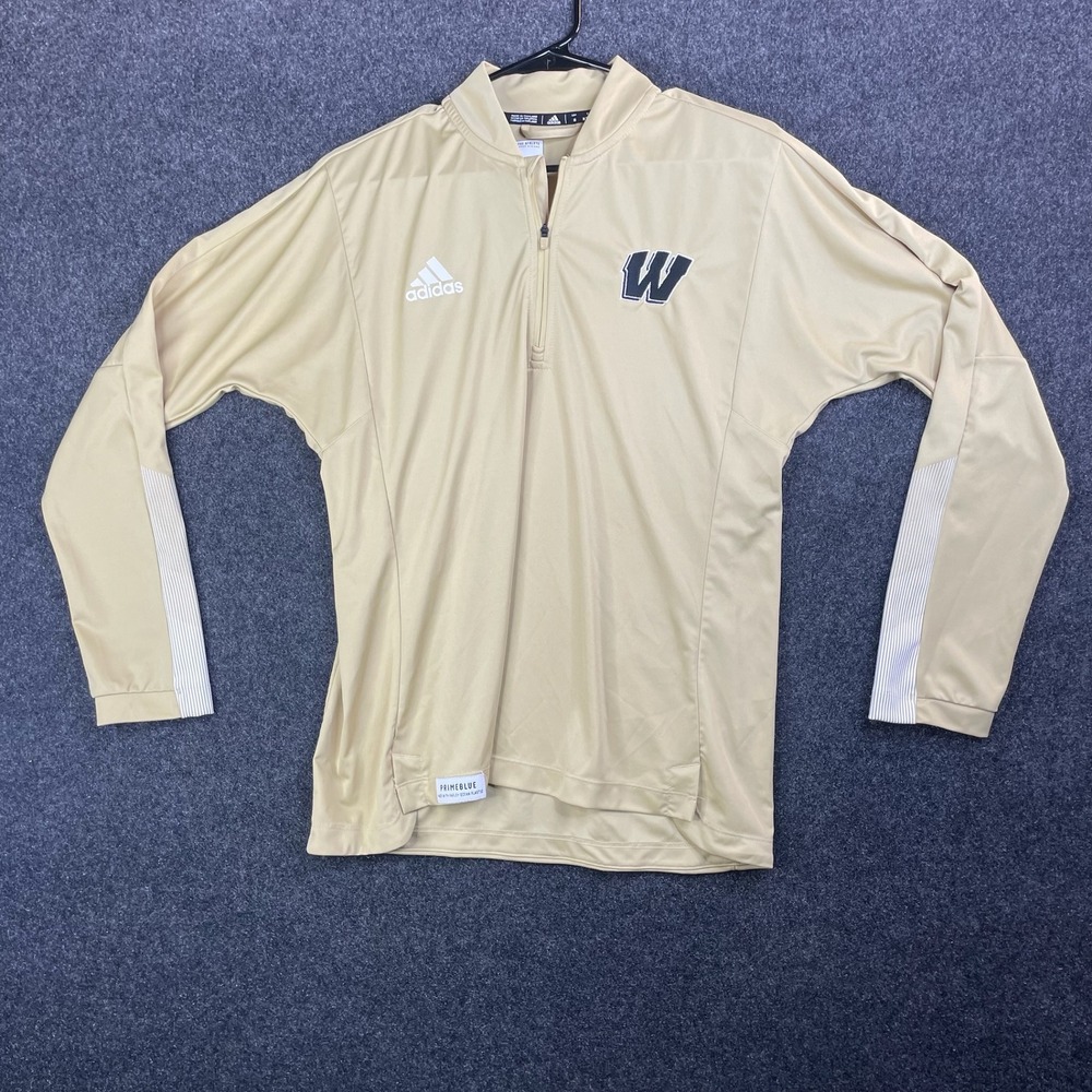 Adidas Wisconsin Badgers Primeblue 1/4 Zip Pullover Men's Medium Gold